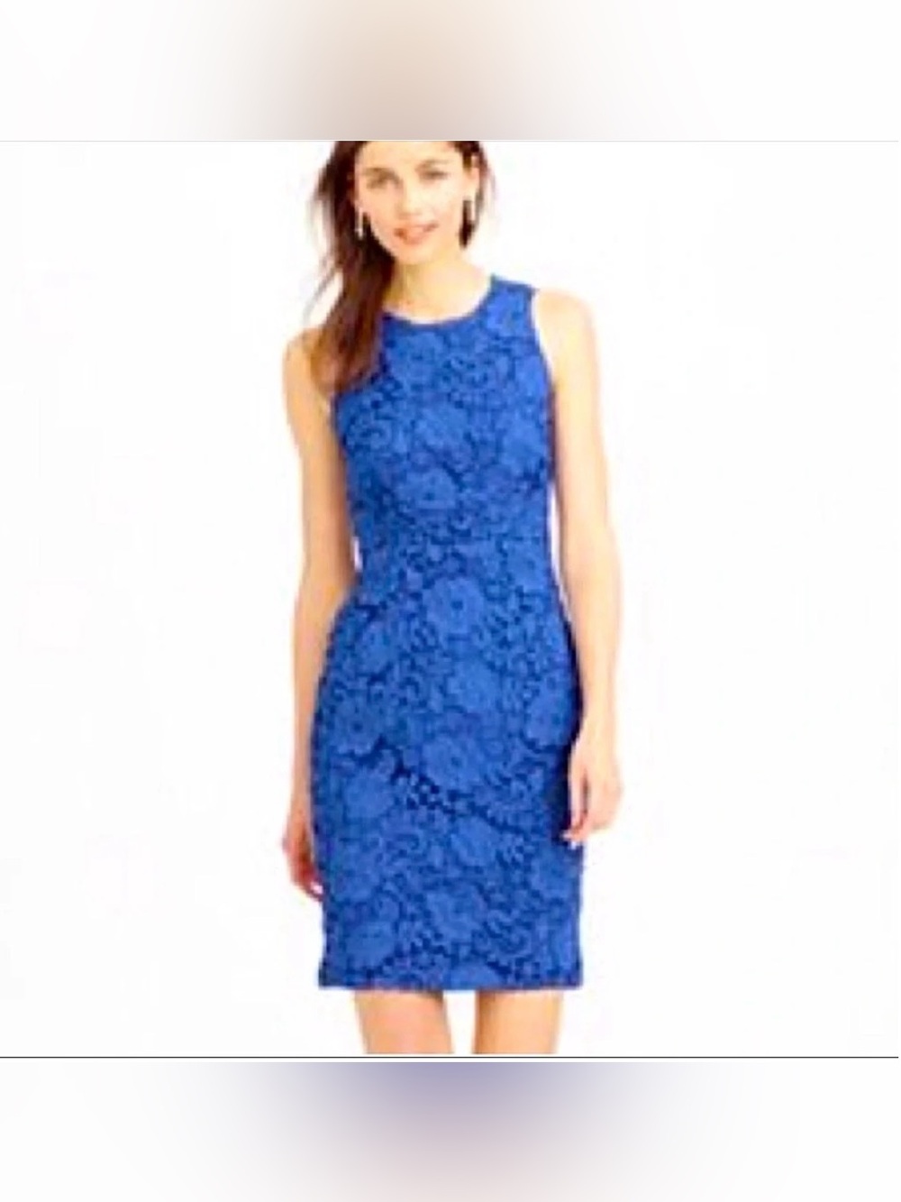 J. Crew Royal Blue Lace Midi Sheath Dress